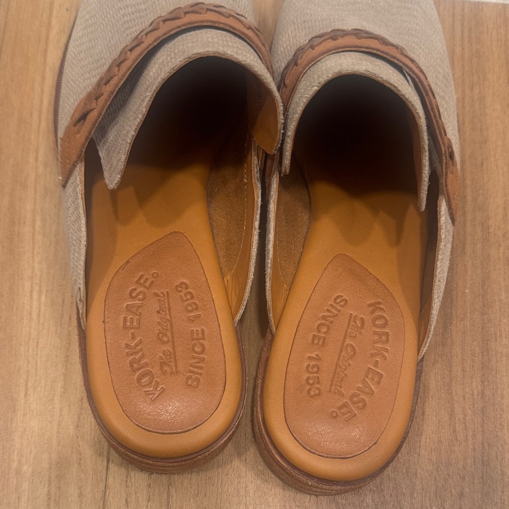 Kork-Ease Beige Loafer Slip-On Mules with Brown Braided Strap - Picture 4 of 5